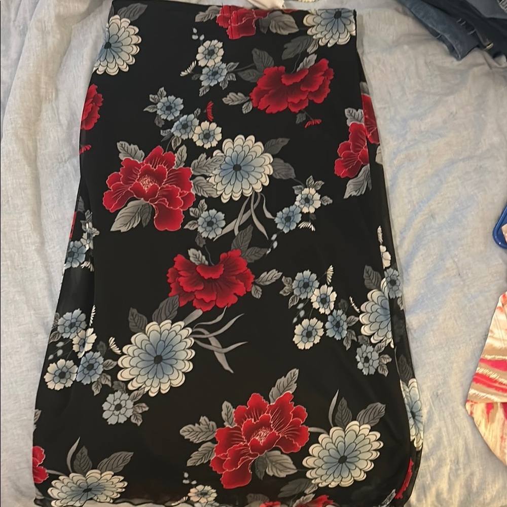 Floral Black Skirt